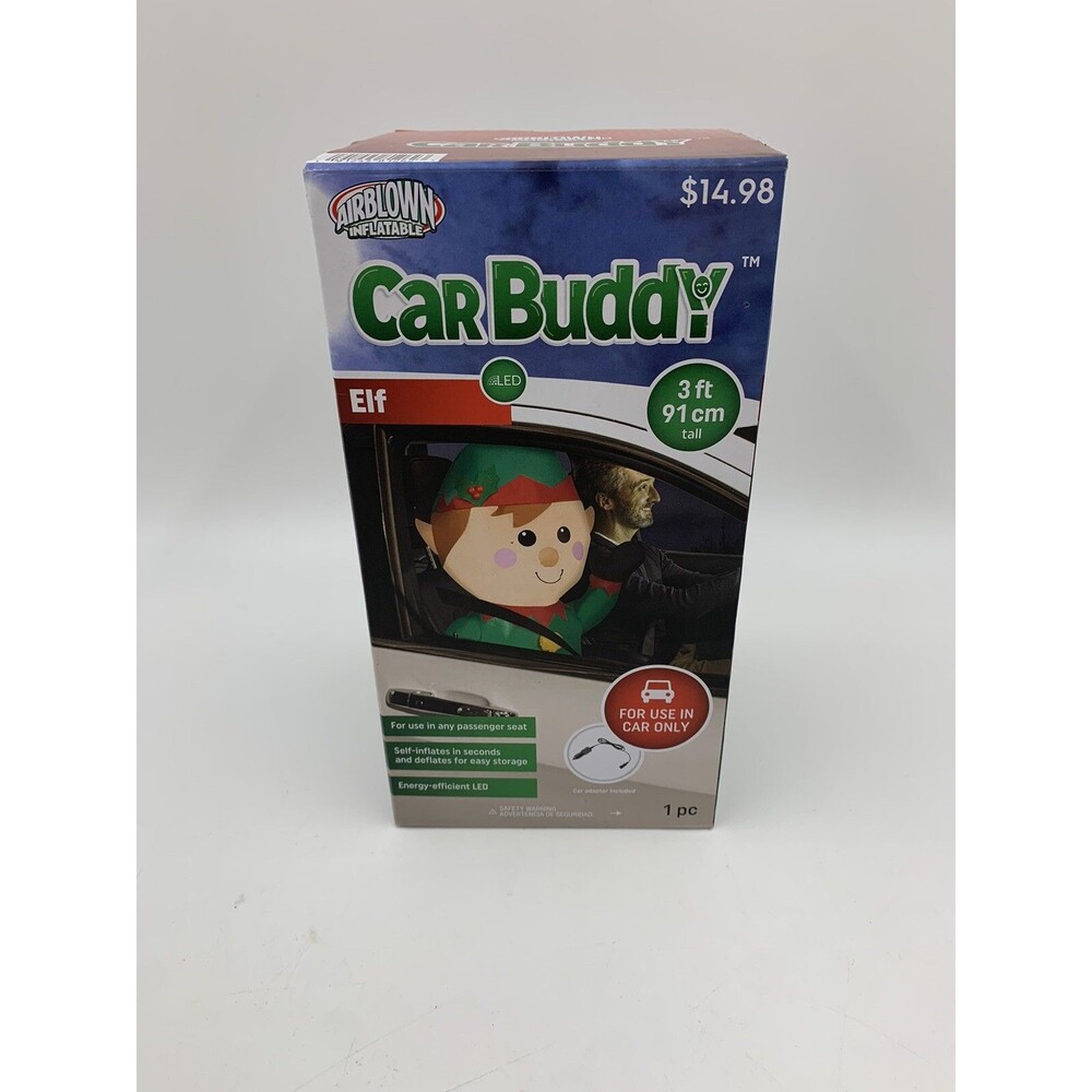 Gemmy Airblown Inflatable 3ft Car Buddy ELF Self Inflates LED NEW